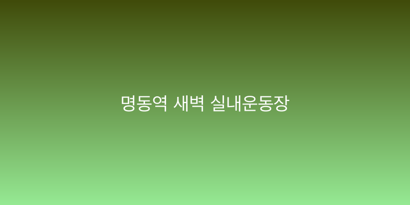 명동역 새벽 실내운동장