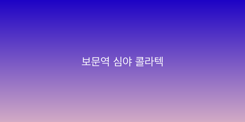 보문역 심야 콜라텍