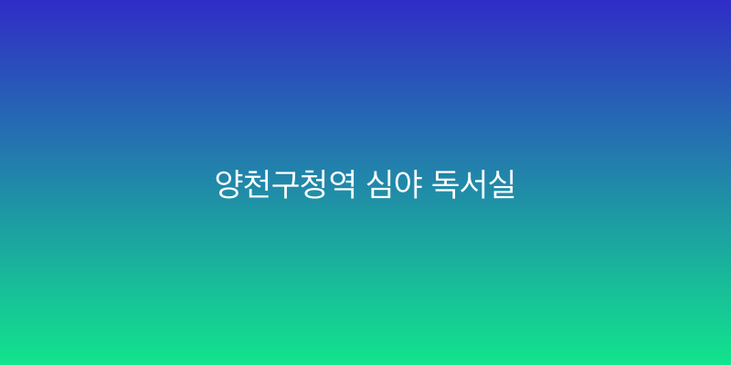 양천구청역 심야 독서실