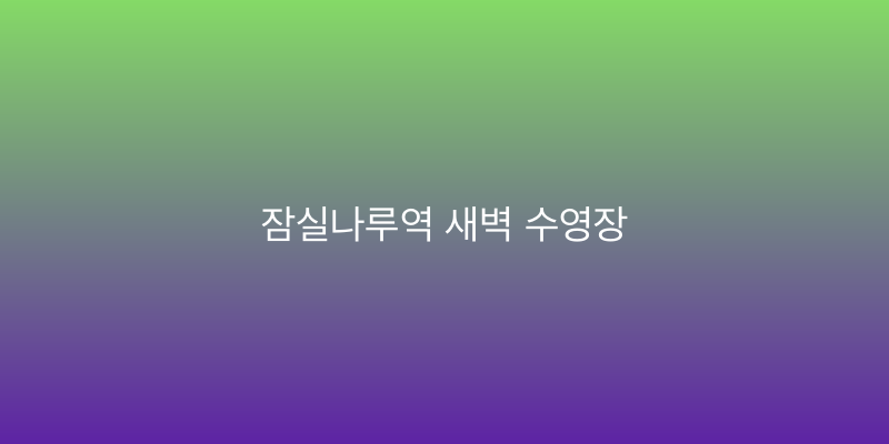 잠실나루역 새벽 수영장